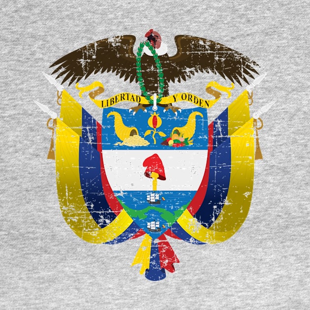 Escudo de Colombia - Colombia coat of arms - grunge design by verde